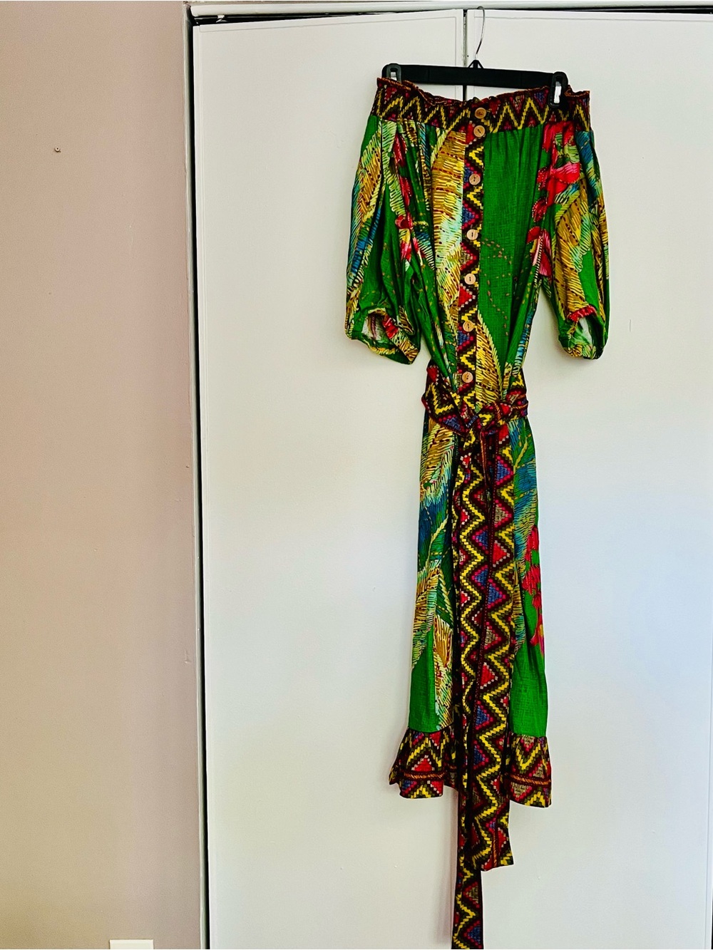 FARM Rio Green Tropical Midi Dress with Yellow, Pink & Blue Accents - Picture 6 of 8